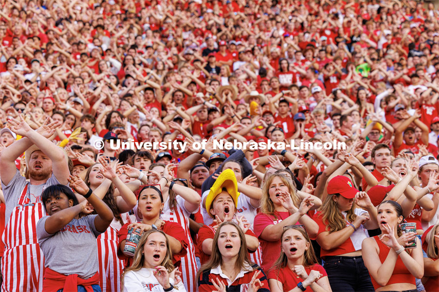 Fans throw the bones at the third down. Northern Illinois football in Memorial Stadium. September 16, 2023. Photo by Craig Chandler / University Communication.