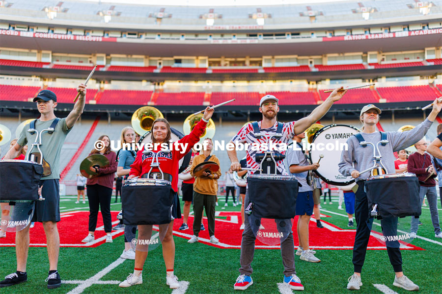 Cornhusker Marching Band early morning practice. September 19, 2023. Photo by Craig Chandler / University Communication.