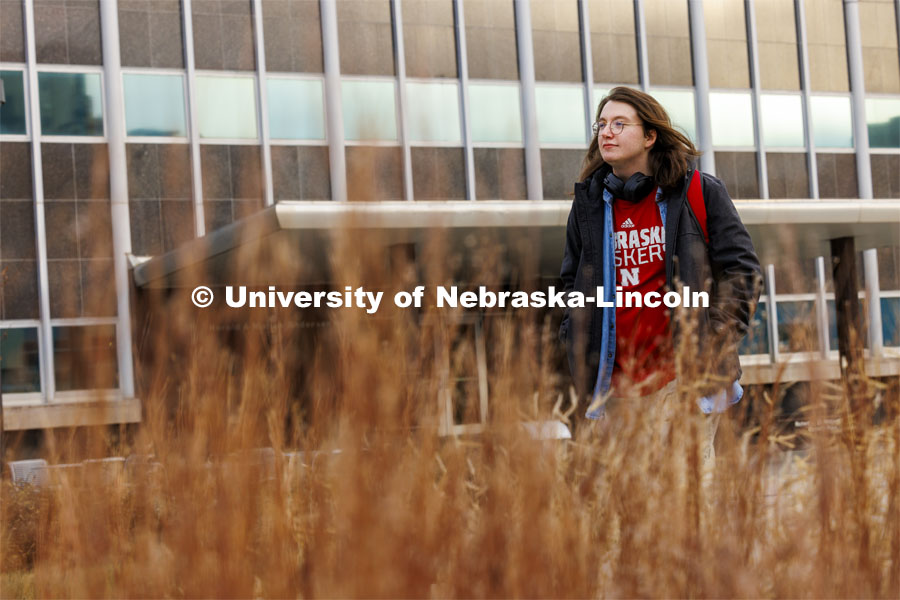 Dalton Cooper, a sophomore in advertising and public relations, attends UNL with a scholarship from The Nebraska Promise program. The program covers undergraduate tuition at the University of Nebraska's four campuses (UNK, UNL, UNMC and UNO) and its two-year technical college (NCTA). December 1, 2023. Photo by Craig Chandler / University Communication and Marketing.