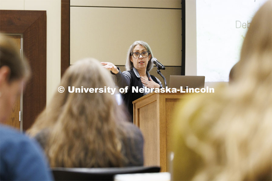Deborah Bathke, interim Nebraska State Climatologist, talks to the Climate Resilient Communities Symposium. Nebraska East Union. February 27, 2024. Photo by Craig Chandler / University Communication and Marketing.