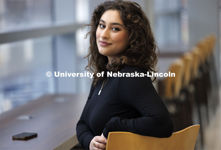 Ritsa Giannakas, senior in political science and economics, for Women’s History Month story.  March 22, 2024. Photo by Craig Chandler / University Communication and Marketing