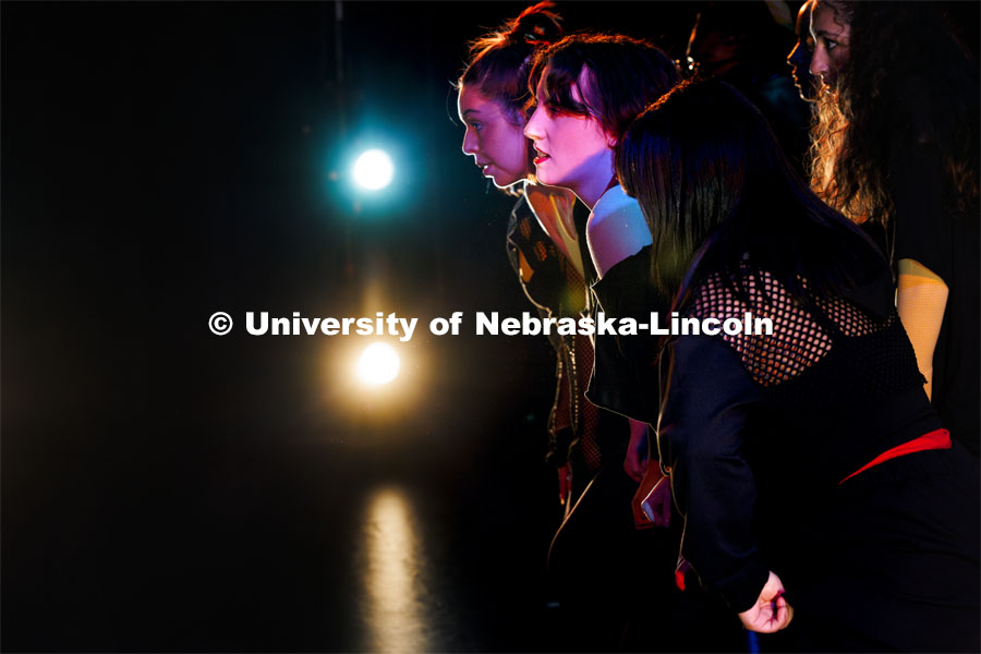 Rehearsal for Evenings of Dance in the Johnny Carson Theater. Event will be held April 11-13. April 9, 2024. Photo by Craig Chandler / University Communication and Marketing.