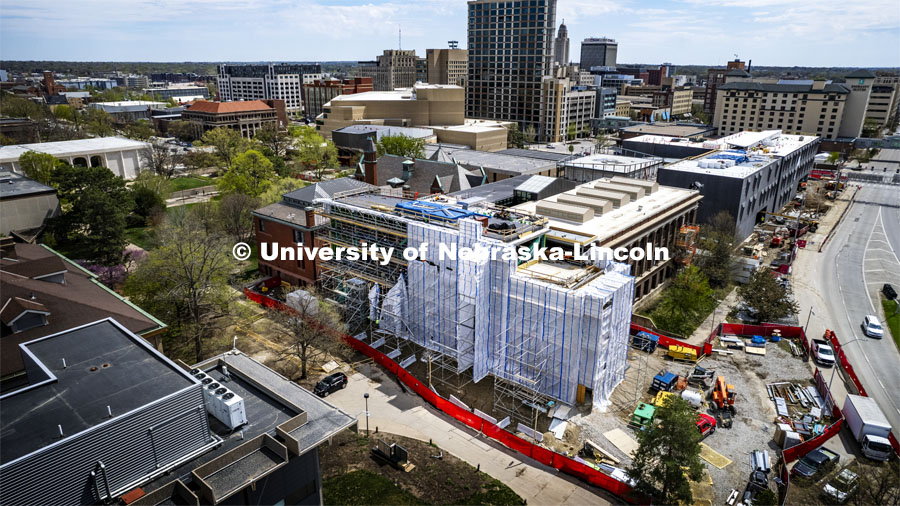 Construction continues on the new addition to Architecture Hall. April 17, 2024. Photo by Craig Chandler / University Communication and Marketing.