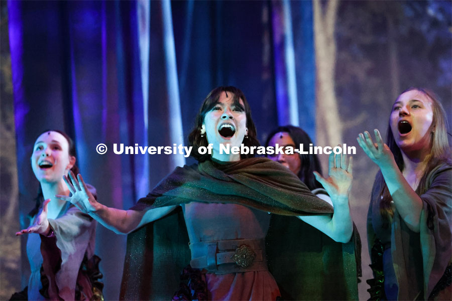 Faith Polivanov performing song as “The Witch” in UNL production of “big Fish”. April 22, 2024. Photo by Taryn Hamill for University Communication and Marketing.