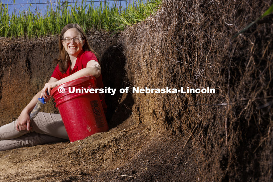 Judith Turk, Assistant Professor in the Survey Division - School of Natural Resources is a CAREER award winner. Turk will use an $854,000 grant from the National Science Foundation’s Faculty Early Career Development Program to shed light on how human activity is impacting soil degradation in the Great Plains. May 9, 2024. Photo by Craig Chandler / University Communication and Marketing.