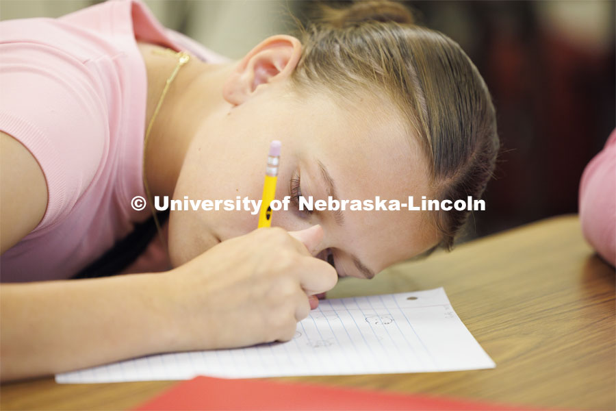 Students in the I/We Love to Write Workshop for kids. Nebraska Writing Project, an initiative of the English Department that serves local schools and communities. June 19, 2024. Photo by Craig Chandler / University Communication and Marketing.