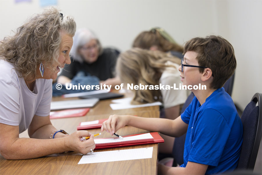 Students in the I/We Love to Write Workshop for kids. Nebraska Writing Project, an initiative of the English Department that serves local schools and communities. June 19, 2024. Photo by Craig Chandler / University Communication and Marketing.