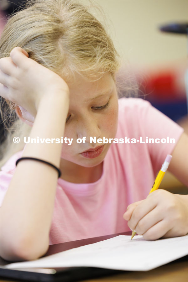 Students in the I/We Love to Write Workshop for kids. Nebraska Writing Project, an initiative of the English Department that serves local schools and communities. June 19, 2024. Photo by Craig Chandler / University Communication and Marketing.