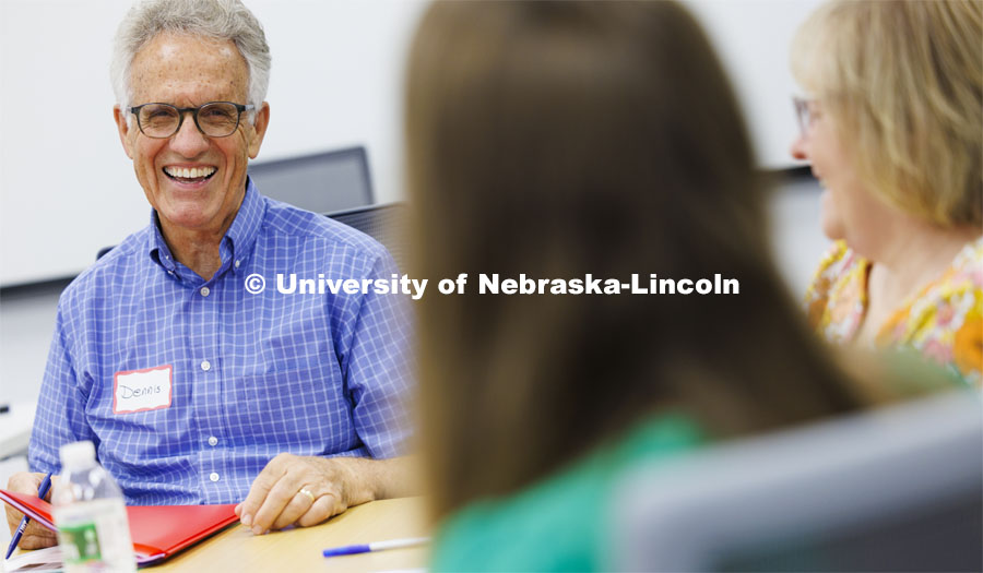 Dennis King talks about memory during the workshop taught by Judy Harvey, Associate Professor of Practice, Special Education and Communication Disorders. June 26, 2024. Photo by Craig Chandler / University Communication and Marketing.