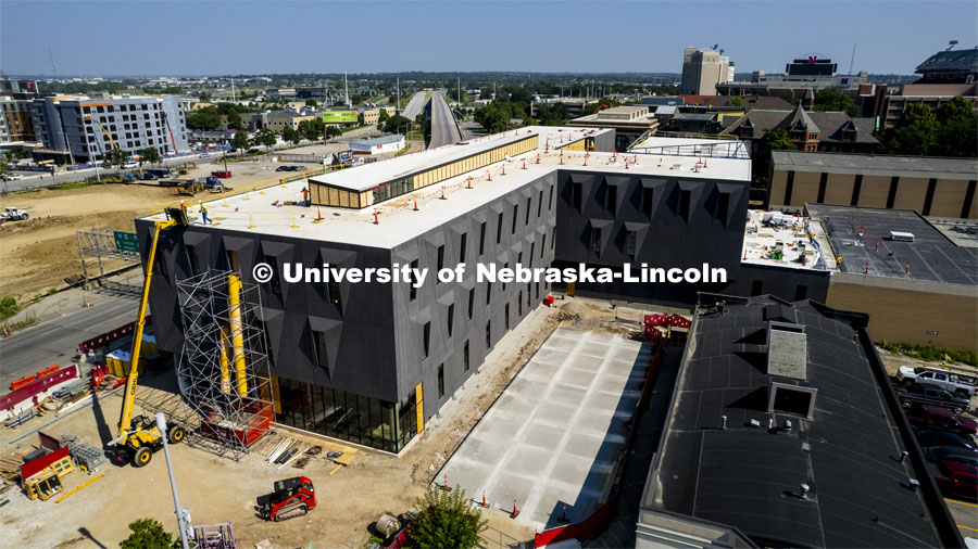 Construction on the new Hixson-Lied College of Fine and Performing Arts music building. July 18, 2024. Photo by Craig Chandler / University Communication and Marketing.