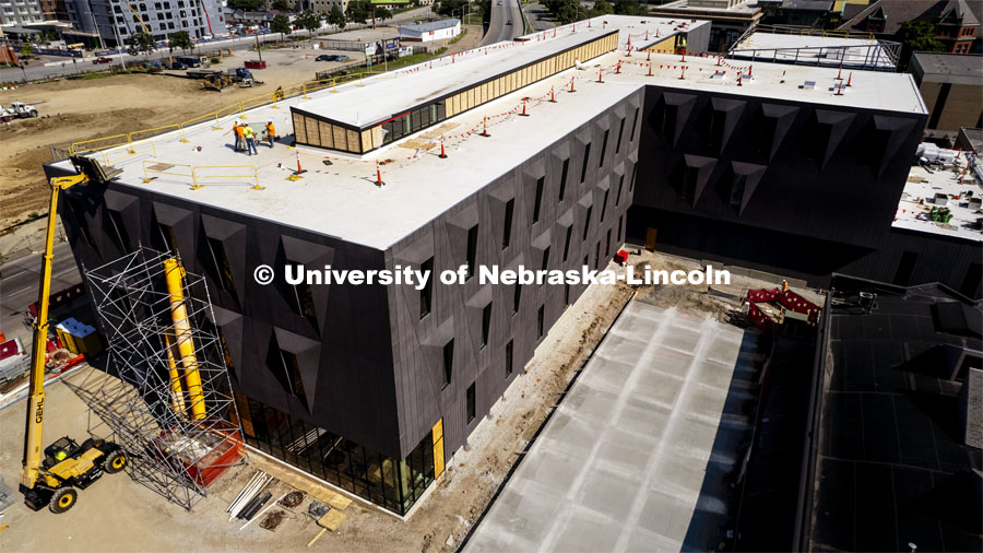 Construction on the new Hixson-Lied College of Fine and Performing Arts music building. July 18, 2024. Photo by Craig Chandler / University Communication and Marketing.