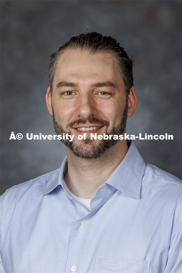 Studio portrait of Timothy Gatzenmeier, Assistant Professor, Chemistry. August 21, 2024. Photo by Craig Chandler / University Communication and Marketing.