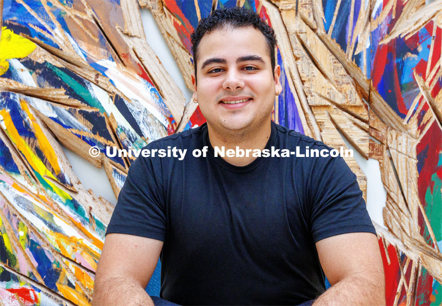 Carlos Ferrer Moya, a Junior Business Administration major poses for Hispanic Heritage Month at the College of Business. October 1, 2024. Photo by Kristen Labadie / University Communication.