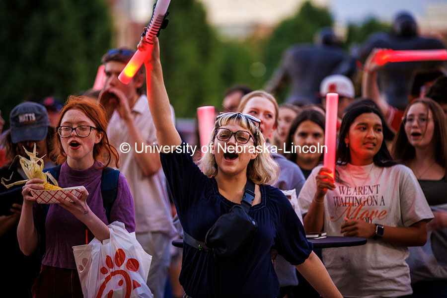 Students having fun at the Battle of the Bands competition for the 2024 Homecoming celebration. October 4, 2024. Photo by Kristen Labadie / University Communication.