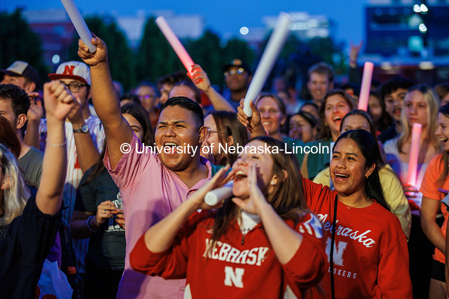 Students having fun at the Battle of the Bands at Cornchella. 2024 Homecoming celebration. October 1, 2024. Photo by Kristen Labadie / University Communication.