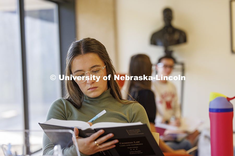 Students studying in the College of Law. College of Law photoshoot. October 10, 2024. Photo by Craig Chandler / University Communication and Marketing.