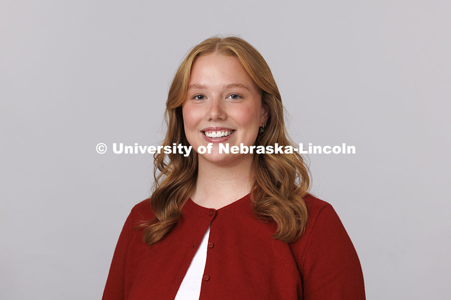 Studio portrait of Delaney Wetjen, Recruitment Specialist for Office of Admissions / ASEM. October 10, 2024. Photo by Craig Chandler / University Communication and Marketing.