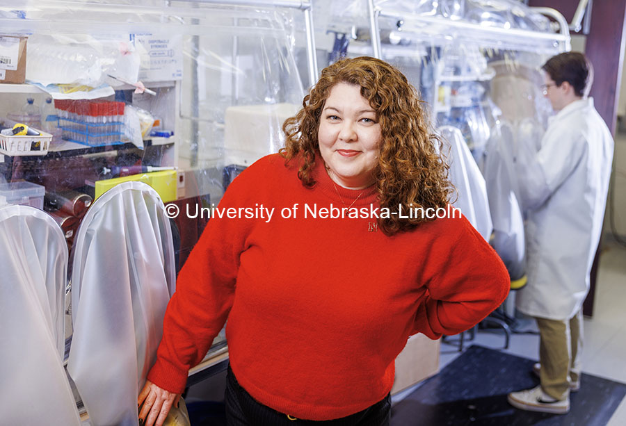 Nicole Buan, Professor in Biochemistry. Buan Laboratory in the Beadle Center. October 25, 2024. Photo by Craig Chandler / University Communication and Marketing.