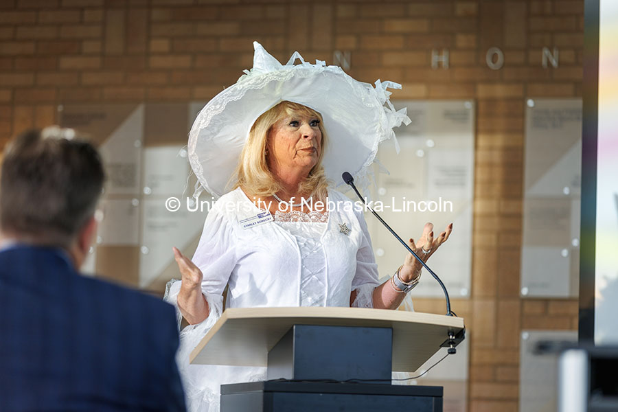 Starlet Borecky, the Assistant Director of Resource Development, speaks about United Way at the Combined Campaign kickoff. October 31, 2024. Photo by Kristen Labadie / University Communication.