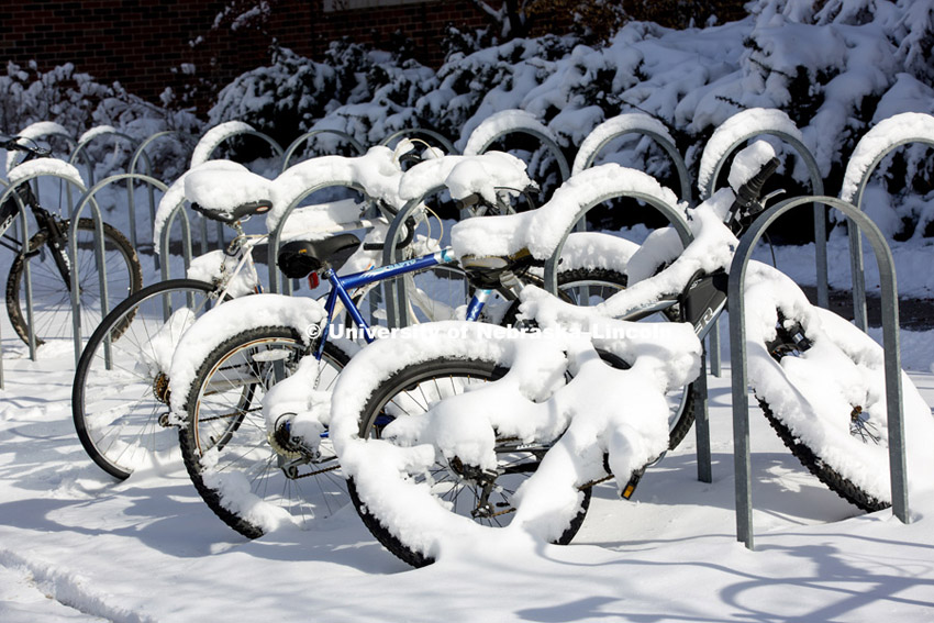 The UNL campus is covered by the first substantial snowfall of the year. February 3, 2015. 