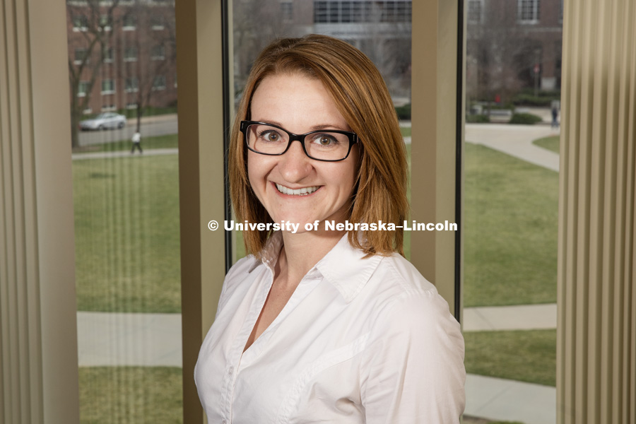 Amanda Leingang,
Operations Manager. Raikes School, Design Studio photo shoot. March 15, 2016. 