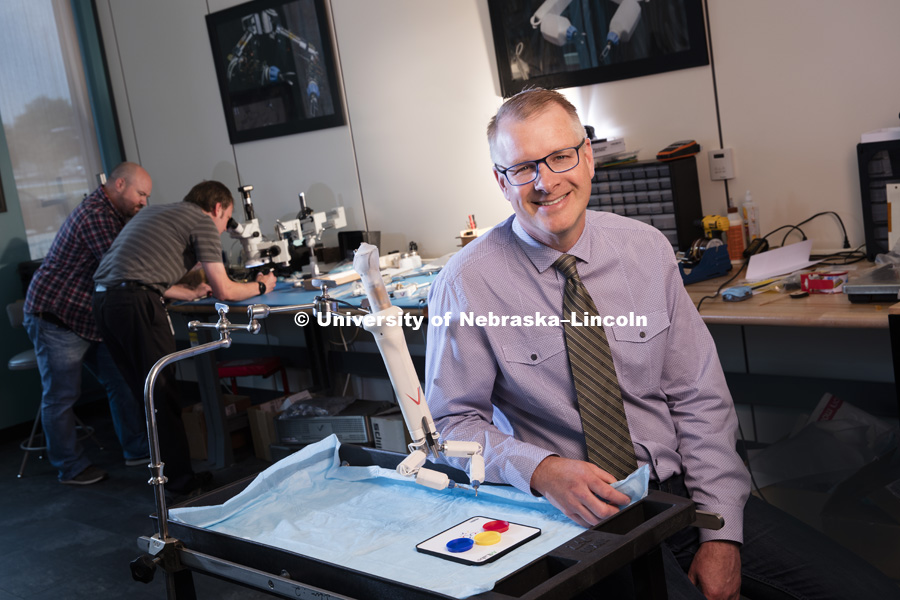 Shane Farritor in his Virtual Incision start up office on Nebraska Innovation Campus. June 13, 2016.