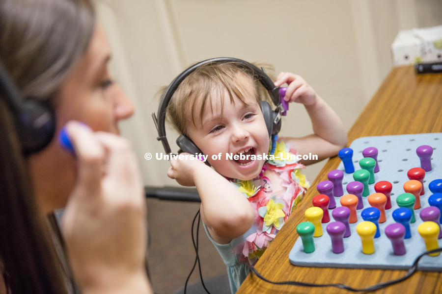 Evelyn Rausch, 2, is a patient of Barkley Center Audiologist Stacie Ray.  Evie was in for a hearing 