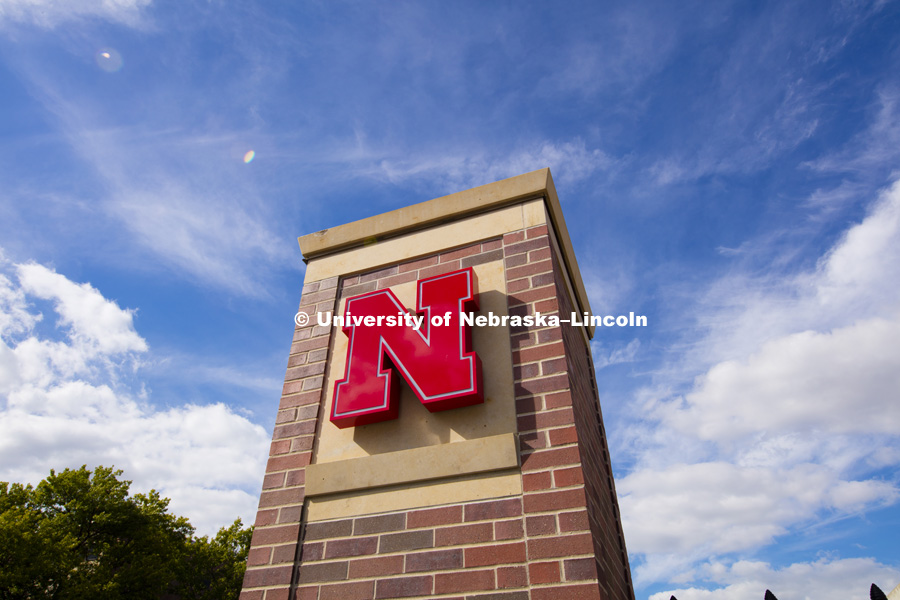 Gateway pillar on City Campus.  September 2, 2016. 