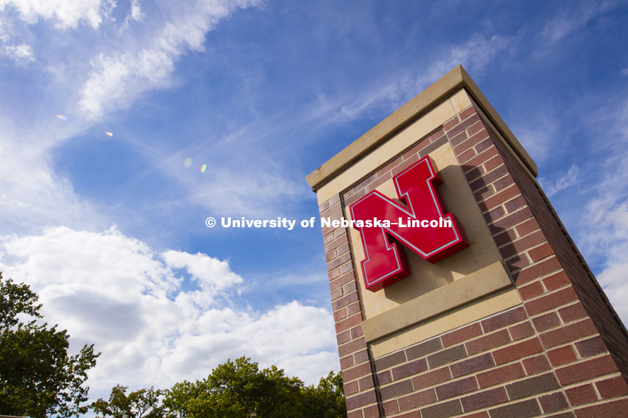 Gateway pillar on City Campus.  September 2, 2016. 