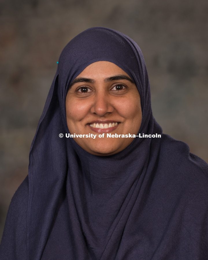 Studio portrait of Rafia Aslam, Bureau of Sociological Research. November 9, 2016. 