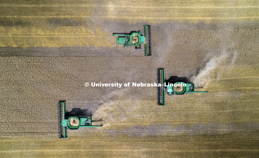 Aerials of Wheat Harvest in Perkins County Nebraska. July 10, 2018. 