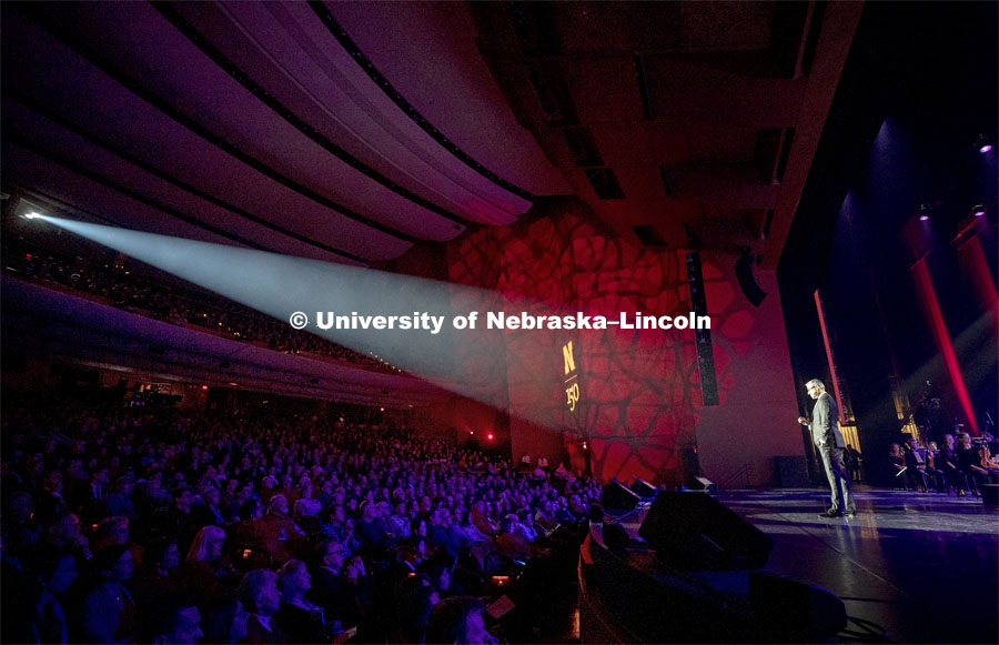 Jeff Zeleny was MC for Charter Day Celebration: Music and Milestones in the Lied Center. Music and M