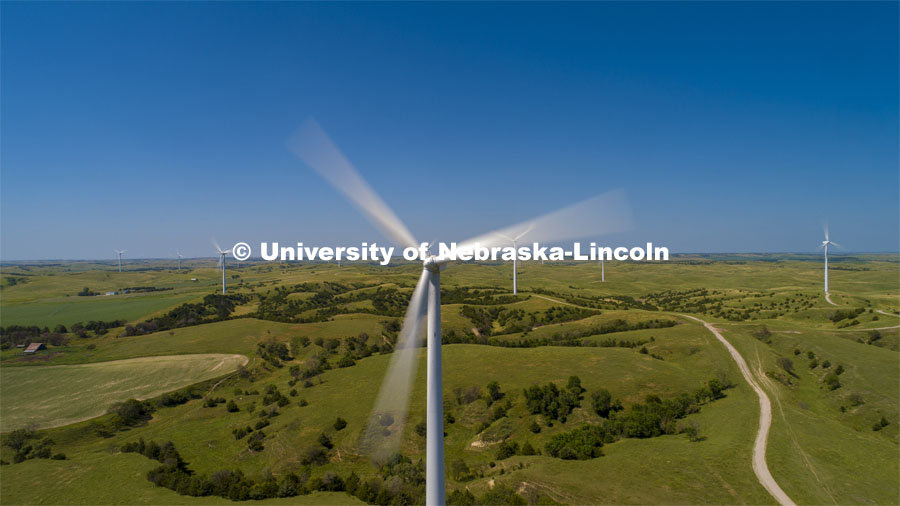 Wind turbines in the Sandhills 3 miles north of Berwyn, NE along Highway 70. July 11, 2019. 