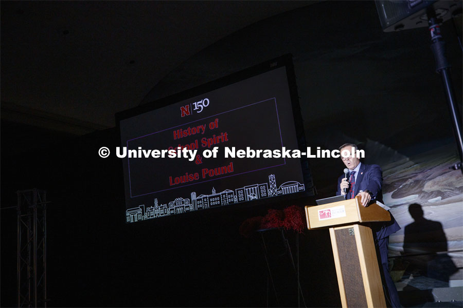 Chancellor Ronnie Green introduces the speaker for the Nebraska Lecture. Debra Kleve White, alumni a