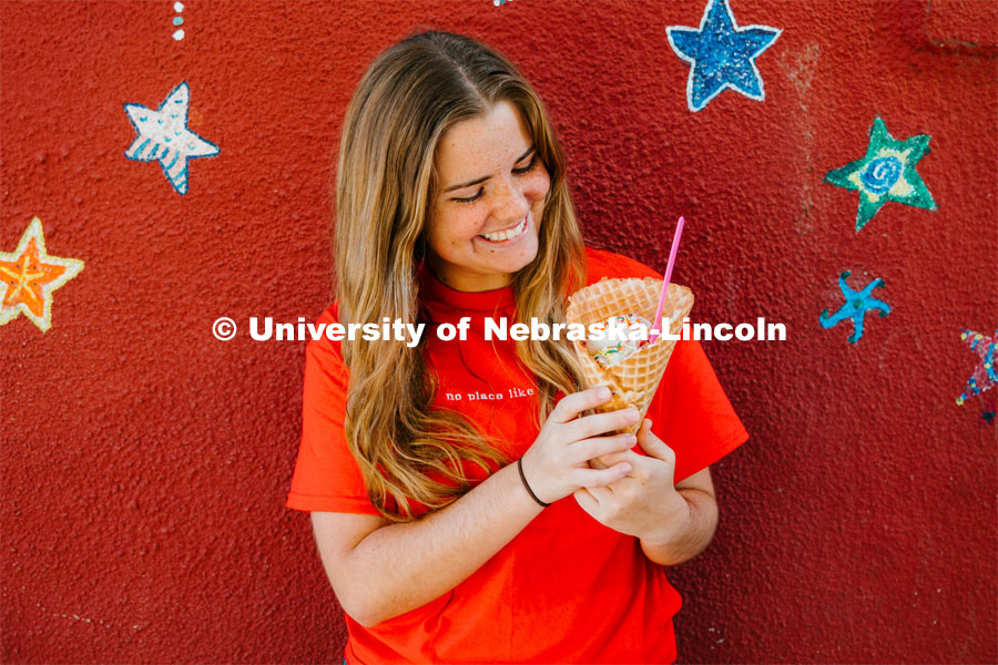 Cora Scott enjoys a waffle cone at Ivanna Cone. About Lincoln at Ivanna Cone in the Haymarket. Octob