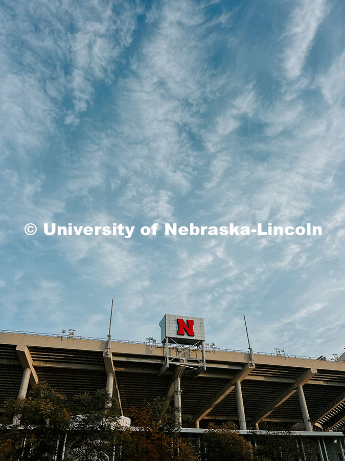 Exterior south view of Memorial Stadium. Fall photos on City Campus. July 1, 2024. Taylor DeMaro / U