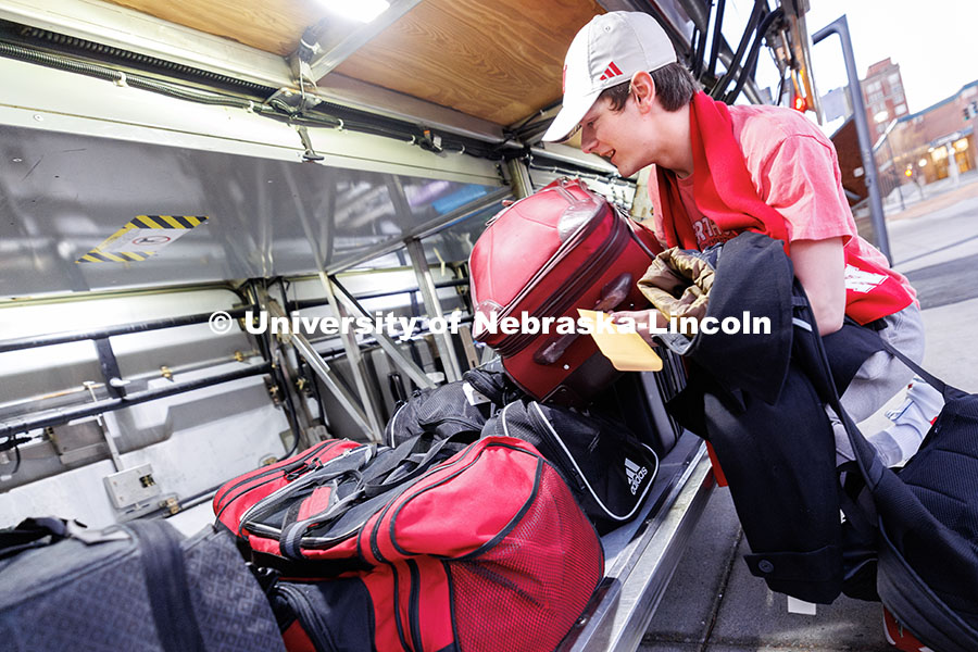 UNL's Choir students board the bus for their trip. Inauguration choir trip. January 17, 2025. 