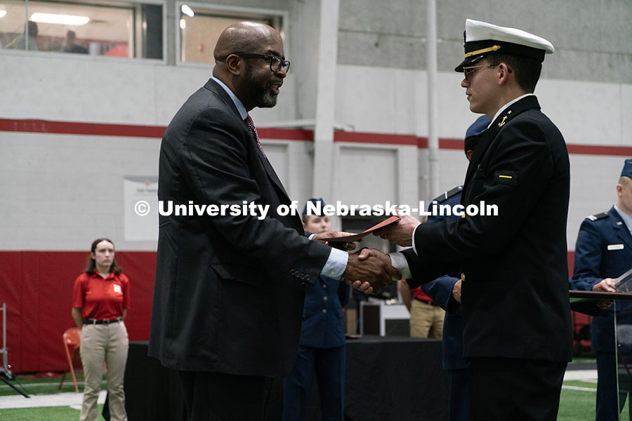250417_ROTC_Review_21.jpg Midshipman Matthew VanWormer receives the Chancellor's Academic Excellence Award. Joint Service Chan