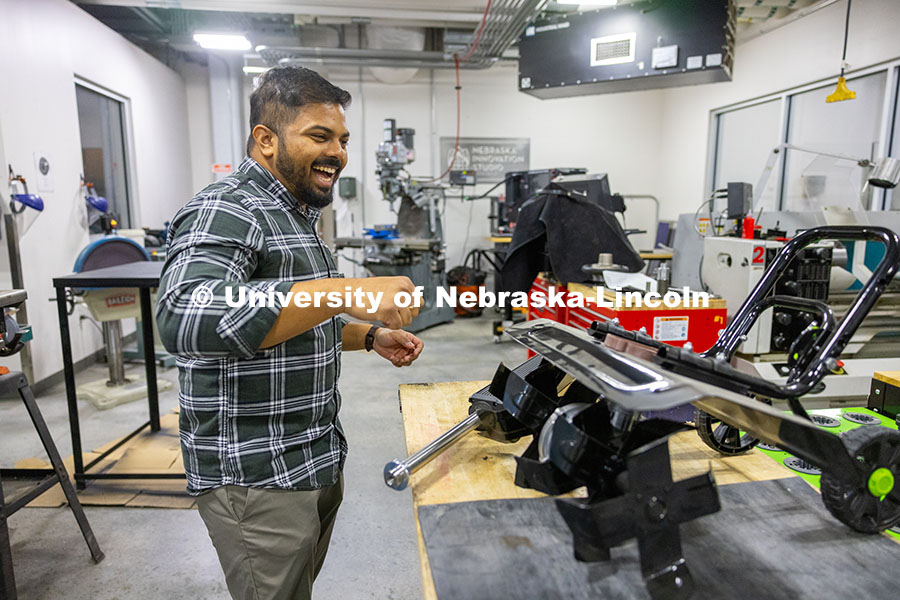 250414_Robotics_Fellows_6.jpg Amlan Balabantaray, a doctoral candidate in biological systems engineering, developed a prototype fo