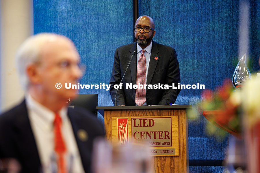 250417_We_Give_Blood_1611.jpg Chancellor Rodney Bennett gives opening remarks at the We Give Blood Celebration Luncheon. April 17,