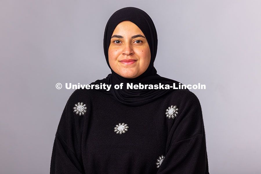 250501_Zainab_Saleh.jpg Studio portrait of Zainab Saleh, Academic Advisor for the Explore Center. May 1, 2025.
