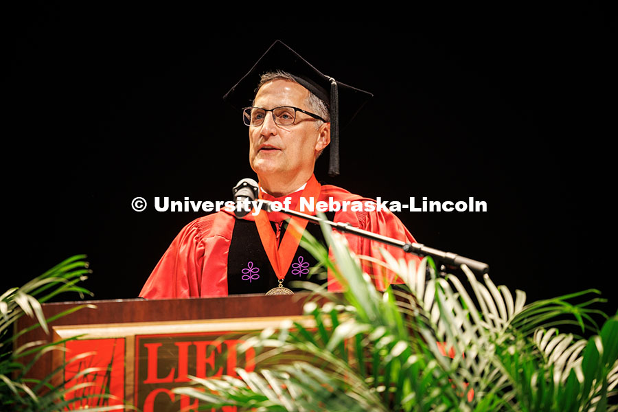 250503_Law_Commencement_0181.jpg Richard E. Moberly, the Dean of the College of Law addresses the graduates. 2025 College of Law comm