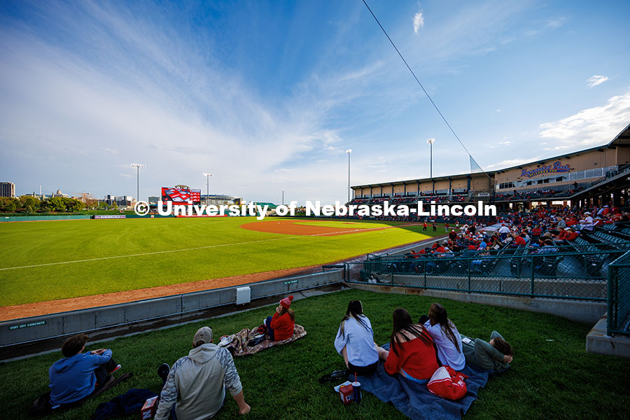 250502_NU_vs_Minn_328.jpg Fans sit on the berm to watch the Nebraska baseball team play Minnesota. Nebraska vs Minnesota baseb