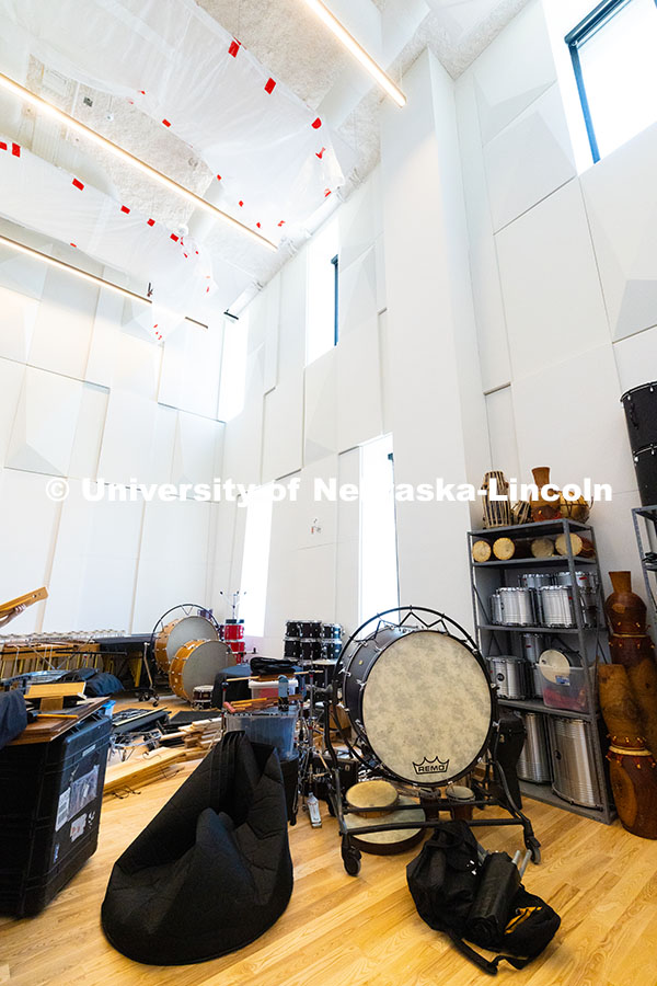 250522_FPA_8615.jpg Percussion instruments in a rehearsal space in the new Hixson-Lied College of Fine and Performing Ar