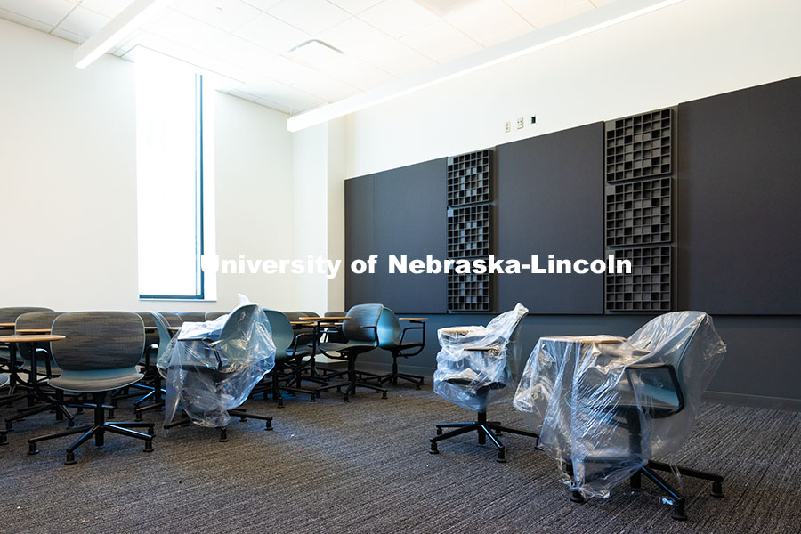 250522_FPA_8736.jpg Sound-absorbing panels line the walls of a classroom in the new Hixson-Lied College of Fine and Perf