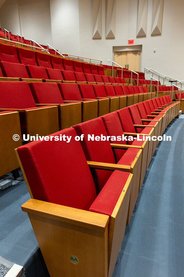 250523_Kimball_Hall_8875.jpg Audience members in the newly renovated Kimball Recital Hall will be seated in new, orange-red uphol