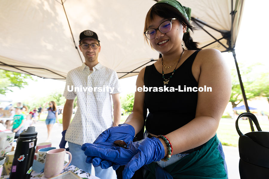 250614_Discovery_Days_370.jpg Elizabeth Chhoeung holds Mr. Tubby, a Madagascar hissing cockroach. It's not something she would nor