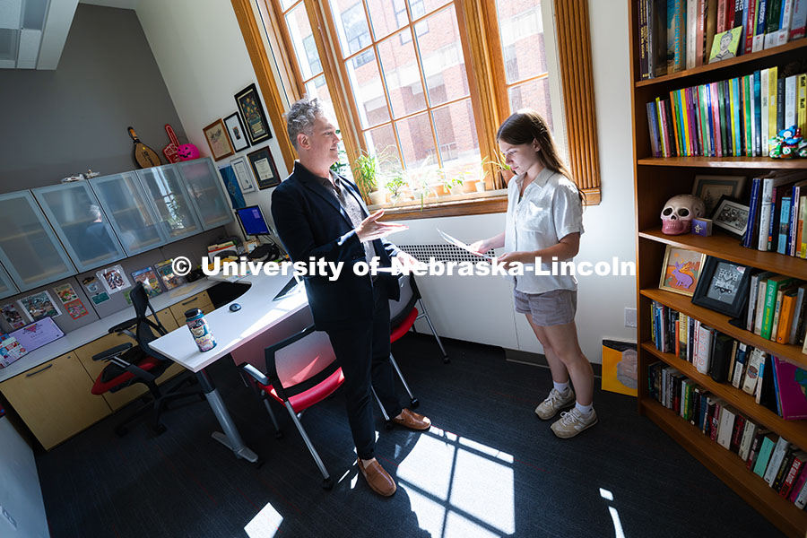 250625_CAST_Team_1769.jpg Robert Russell, director of the Center for Academic Success and Transition, chats with Kyanne Casper