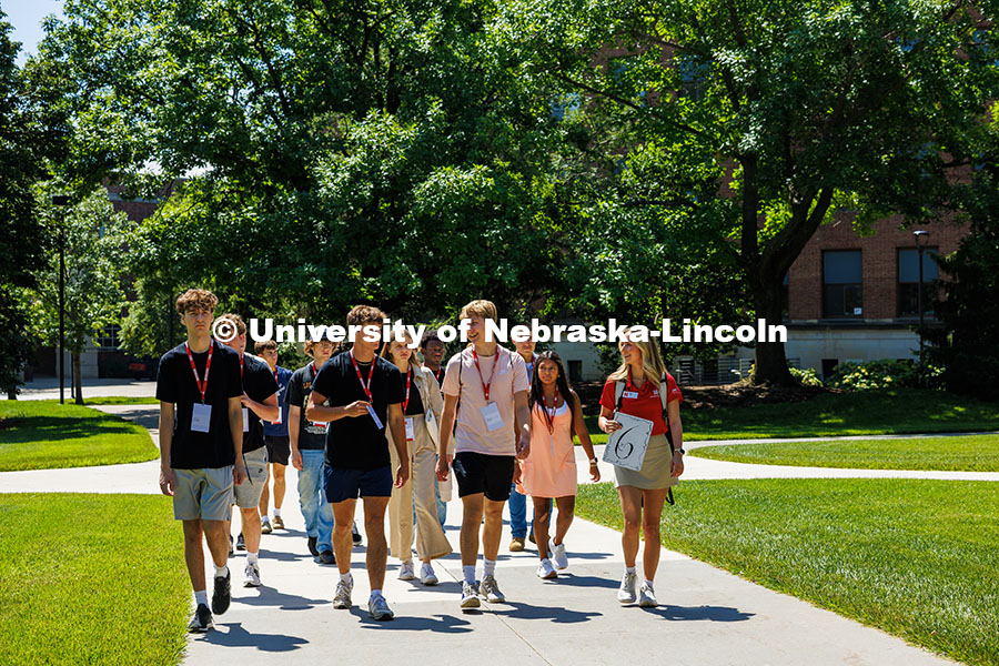 250625_NSE_101.jpg An NSE group, led by junior, Kylie Svoboda, walk from Selleck to their next destination outside City