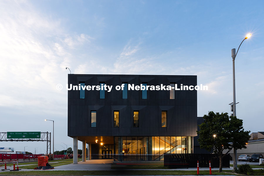 Exterior view of the newly constructed Fine and Performing Arts building, new home of the Glenn Korf